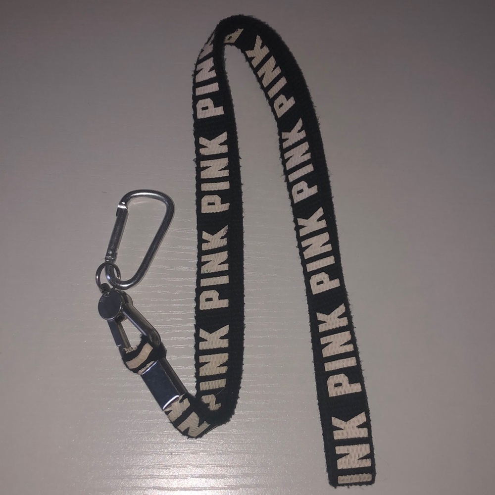 VS PINK black and white back to school lanyard